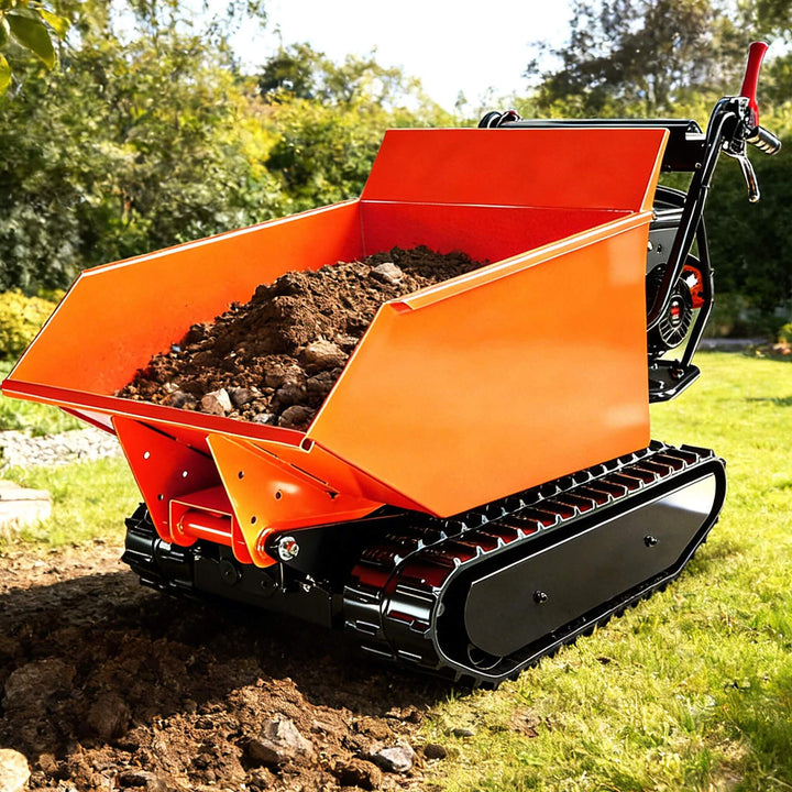 Heavy-Duty 1100LBS 10HP Gas-Powered Track Barrow with Hydraulic Assist