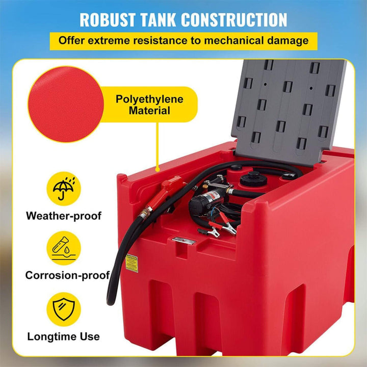 Heavy-Duty 116 Gal Portable Diesel Fuel Transfer Tank with Automatic Pump & Hose