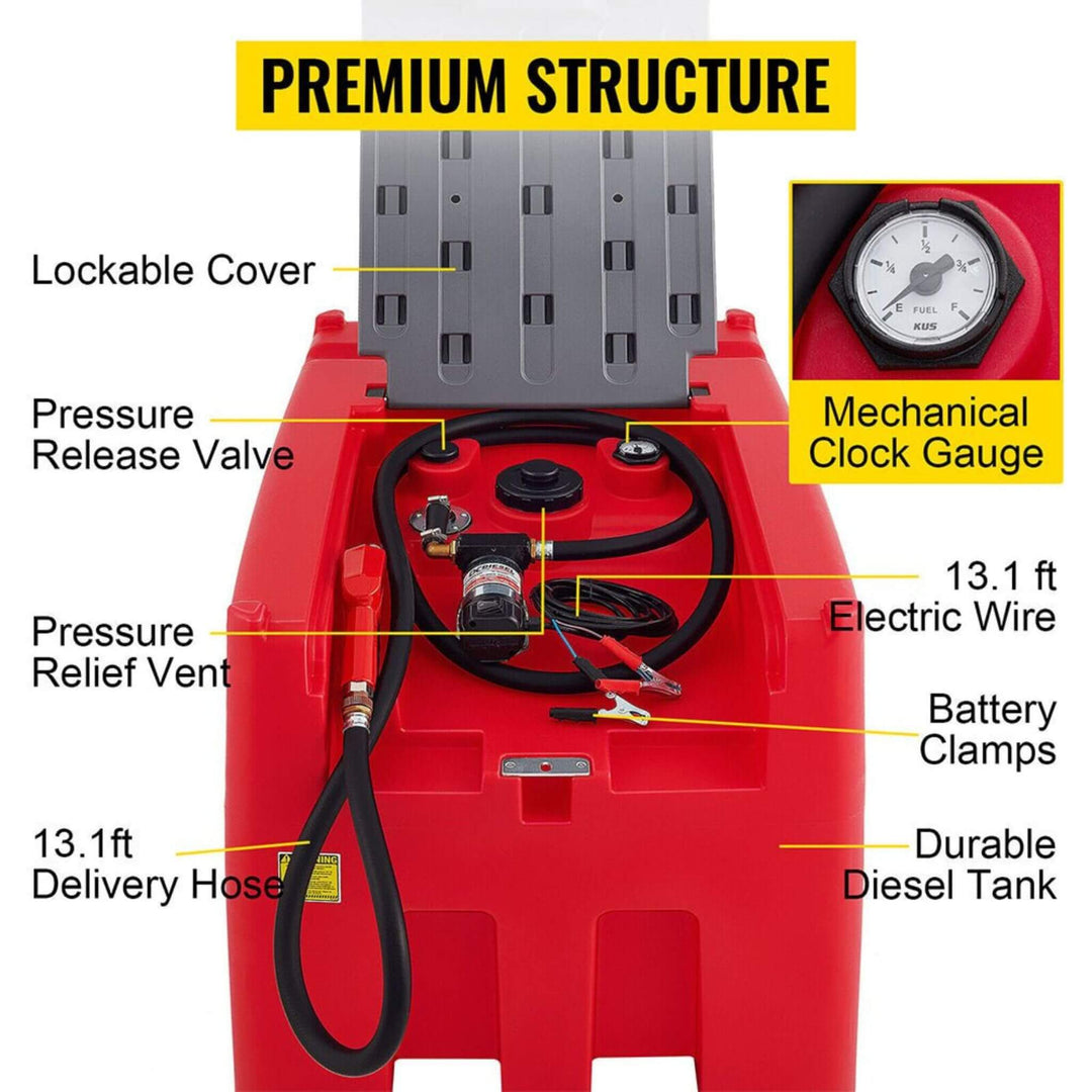 Heavy-Duty 116 Gal Portable Diesel Fuel Transfer Tank with Automatic Pump & Hose