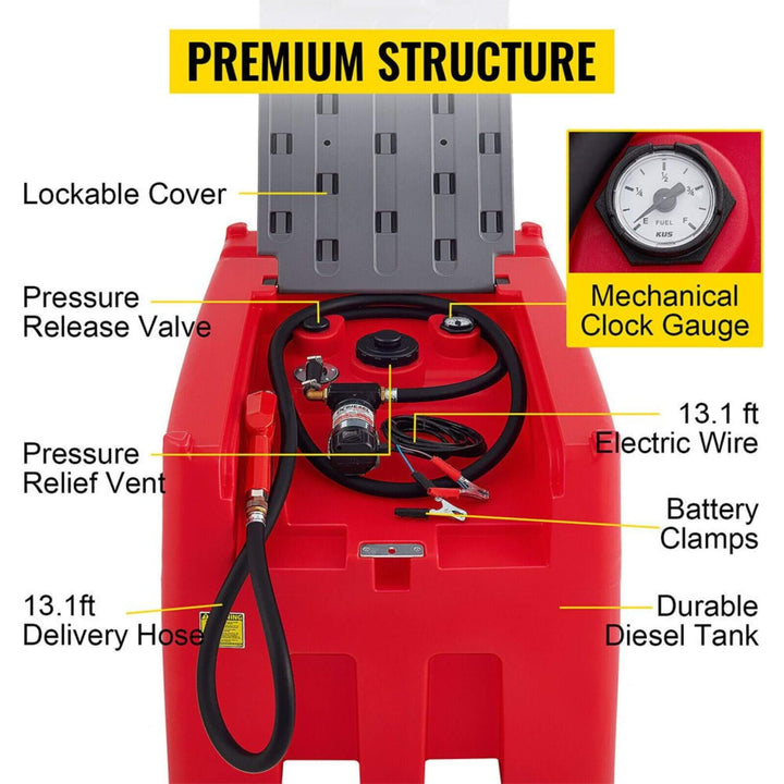 Heavy-Duty 116 Gal Portable Diesel Fuel Transfer Tank with Automatic Pump & Hose