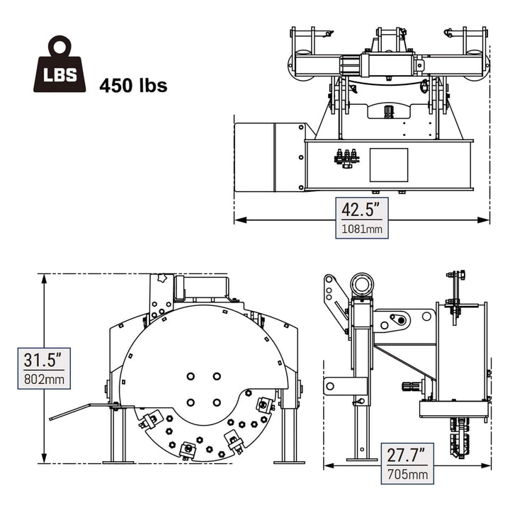Heavy-Duty 3-Point PTO Powered Stump Root Grinder for 15-45HP Tractors [PTO Shaft Included]