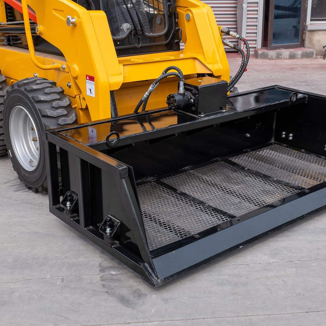 Heavy-Duty 60-Inch Topsoil Screening Skid Steer Bucket Attachment