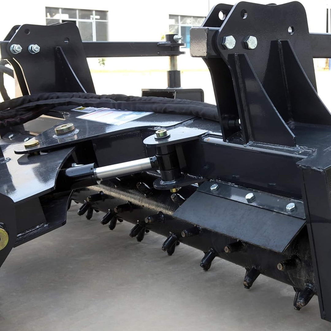 Heavy-Duty 72-Inch Hydraulic Soil Power Rake Skid Steer Attachment