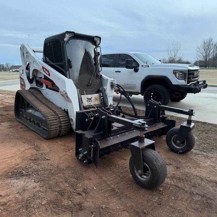 Heavy-Duty 72-Inch Industrial Soil Power Rake Skid Steer Attachment