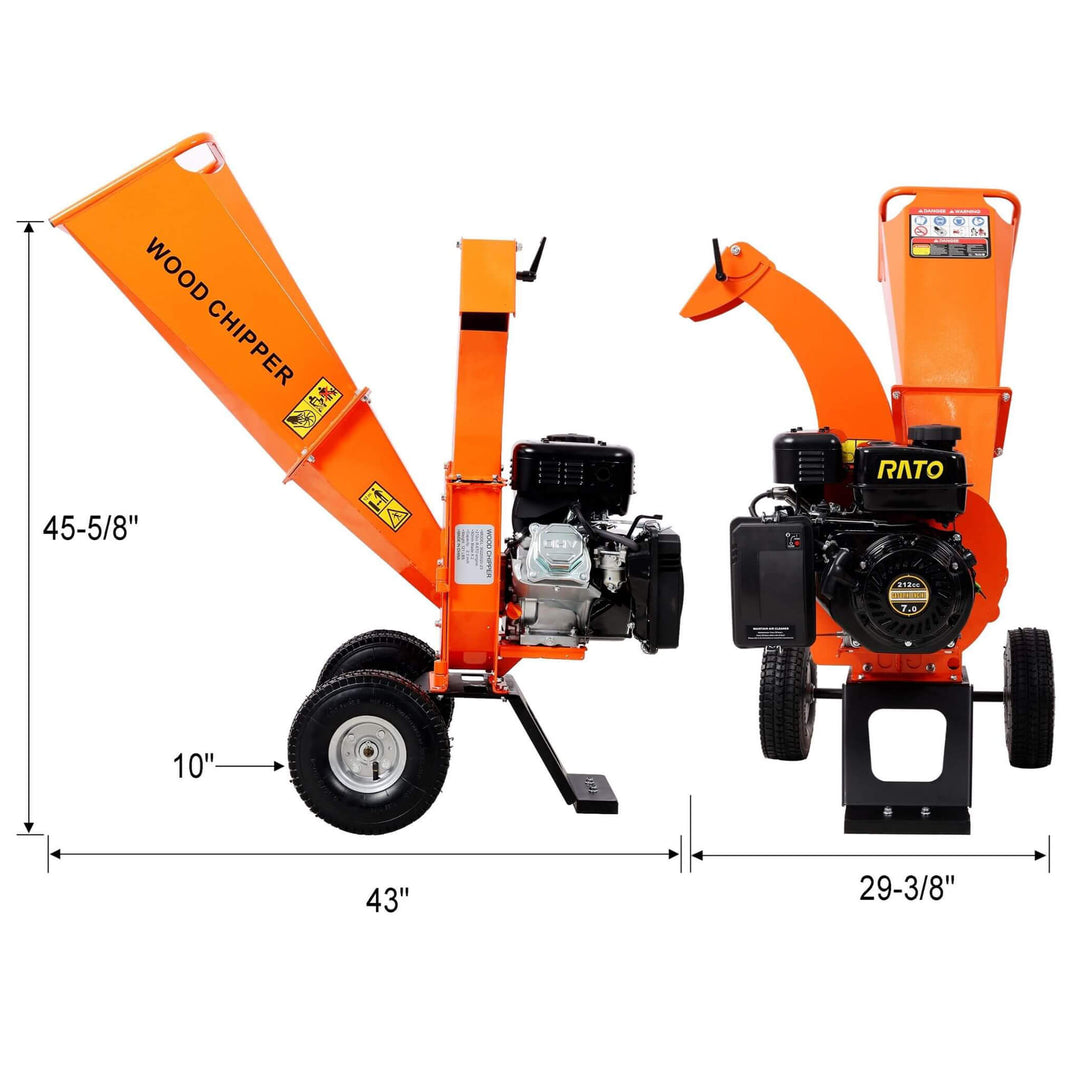 Heavy-Duty 7HP 212CC Gas Wood Chipper Shredder Mulcher