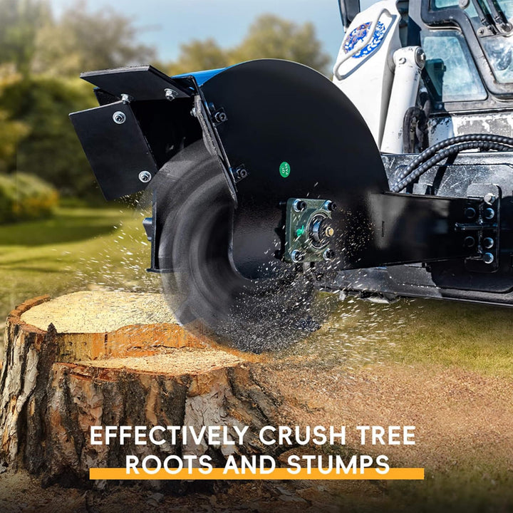 Heavy-Duty Skid Steer Stump Grinder Attachment with High-Speed Cutting Wheel