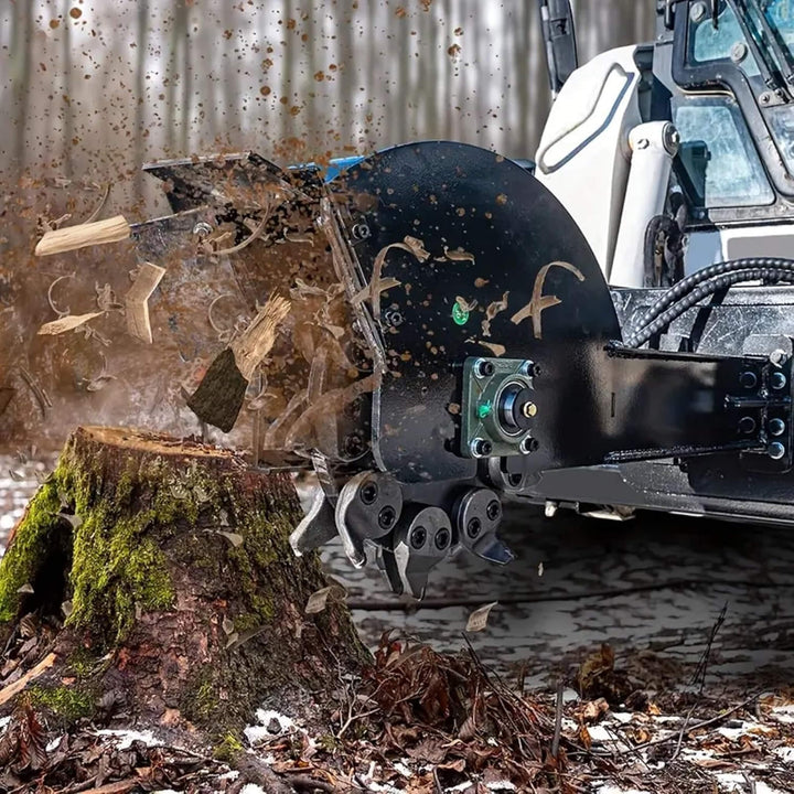 Heavy-Duty Skid Steer Stump Grinder Attachment with High-Speed Cutting Wheel