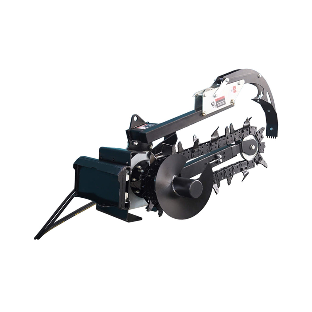 Heavy-Duty Skid Steer Trencher Attachment with Adjustable Depth Control and Universal Mount Plate