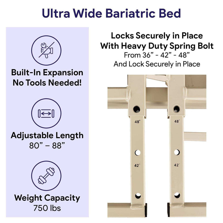 MedaCure Bariatric Extendable Hospital Bed - 750lbs Cap