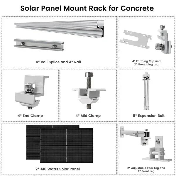 Natures Generator 2 x 410 Watt Monocrystalline Solar Panel  With Solar Panel Mount Rack
