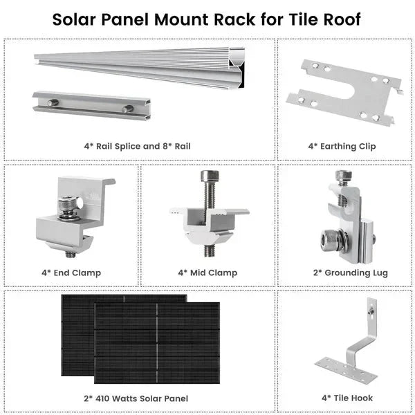 Natures Generator 2 x 410 Watt Monocrystalline Solar Panel  With Solar Panel Mount Rack
