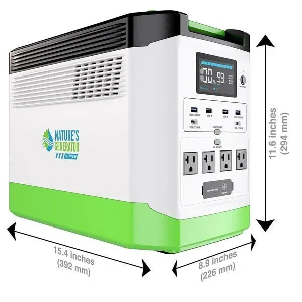 Natures Generator Lithium 1800 Solar Generator + 200W Folding Solar Panel