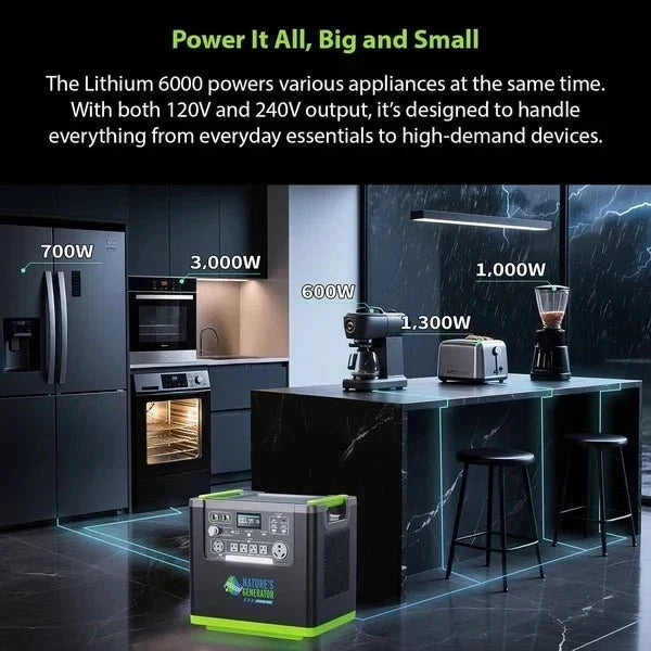 Natures Generator Lithium 6000 Solar Generator With Transfer Switch