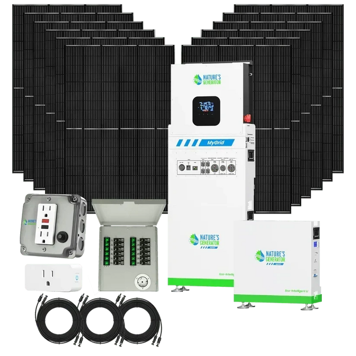 Natures Generator MyGrid 10k + Solar Battery + 12 x 410W Rigid Solar Panels + 50A Manual Transfer Switch + GFCI Box + Smart Plug