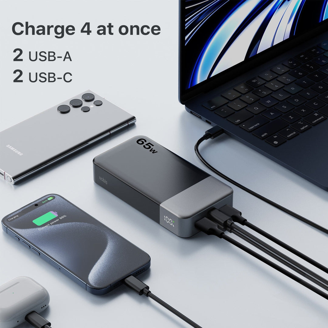 65W Fast-Charging 20000mAh Portable Power Bank