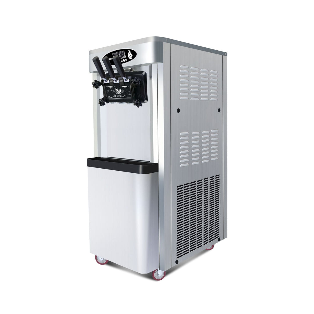 Premium Commercial Vertical 2000W 3-Flavor Soft Ice Cream Machine With Dual 6L Hoppers, 25-30 L/H