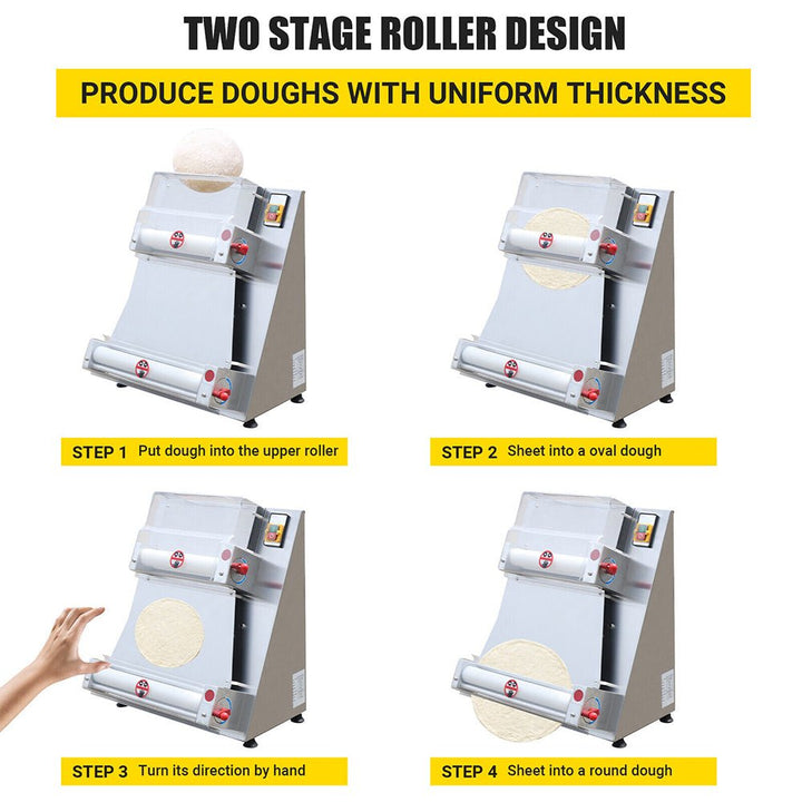 Premium Electric Commercial Pizza Dough Roller Pastry Sheeter Press Machine 16-Inch