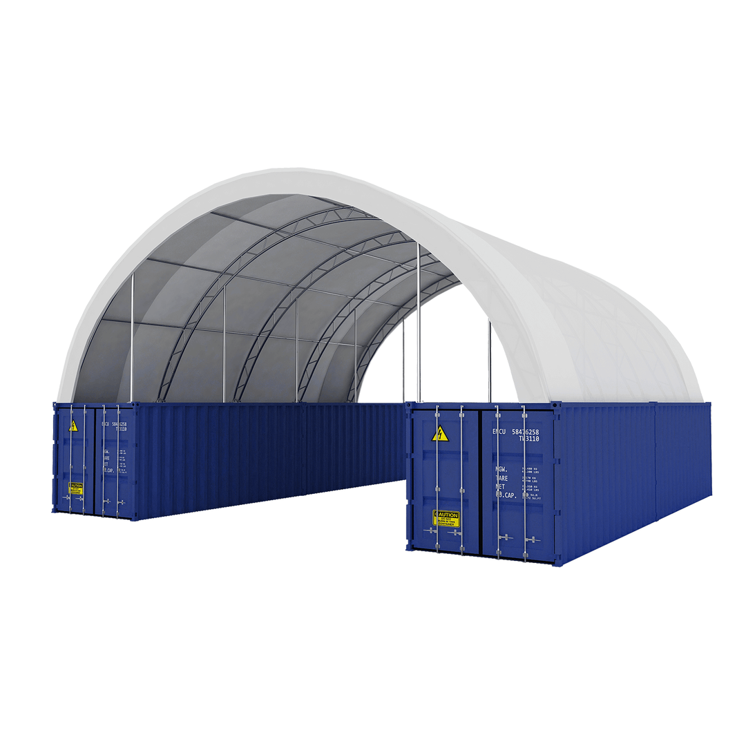 40FT x 40FT x 15FT Double Truss Shipping Container Canopy Shelter, Outside