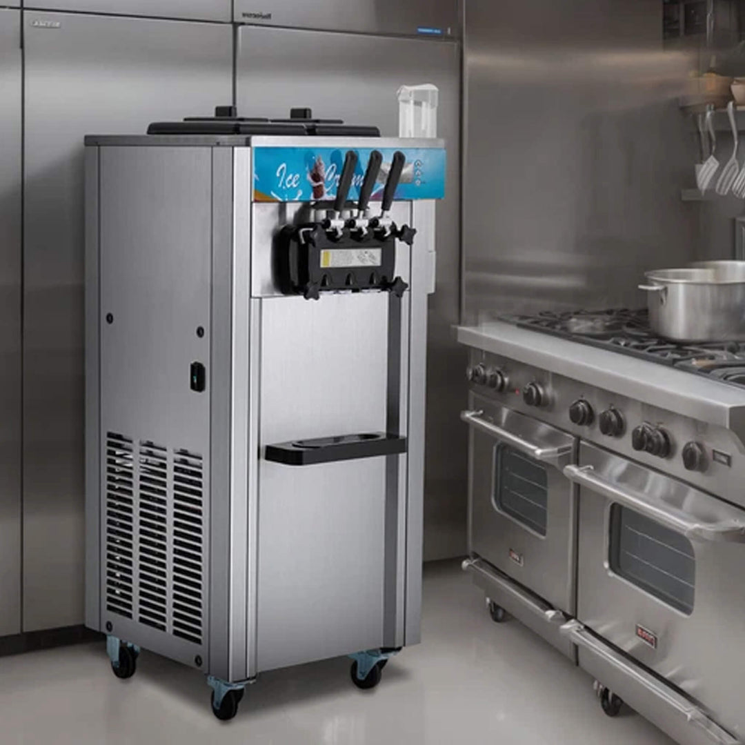 Stainless Steel Commercial 3-Flavor Soft Serve Ice Cream Machine Maker 21-31 L/H