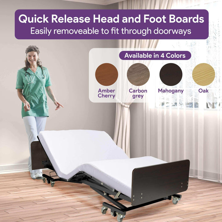 Ultra Low Expandable Width Electric Homecare Hospital Bed with Memory Foam Mattress