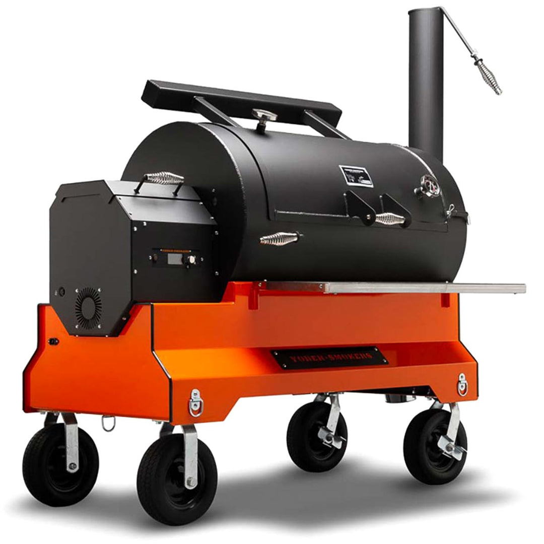 Yoder Smokers YS1500s Competition Cart Pellet Grill (Orange Cart)