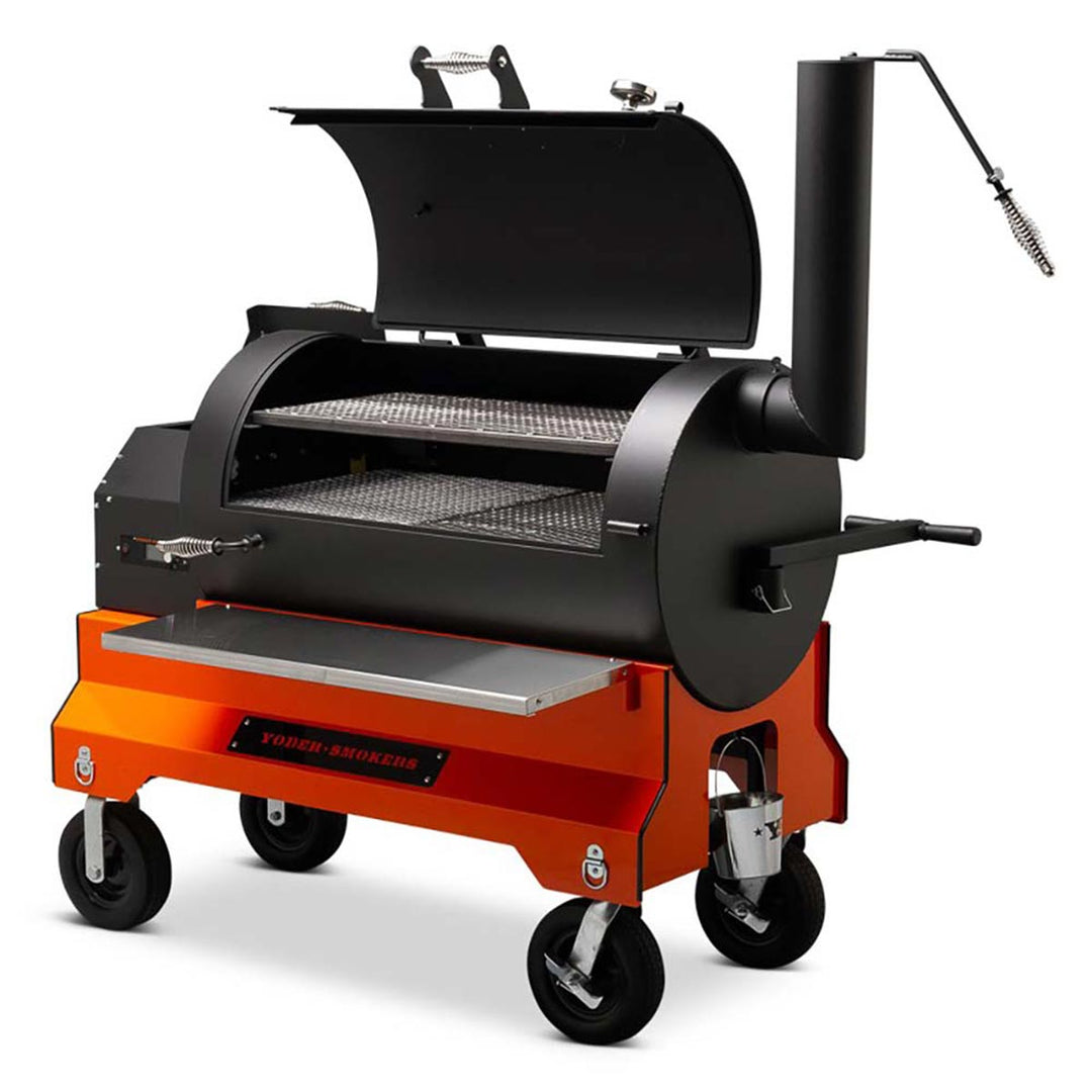 Yoder Smokers YS1500s Competition Cart Pellet Grill (Orange Cart)